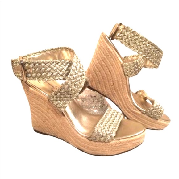 jessica simpson gold wedges